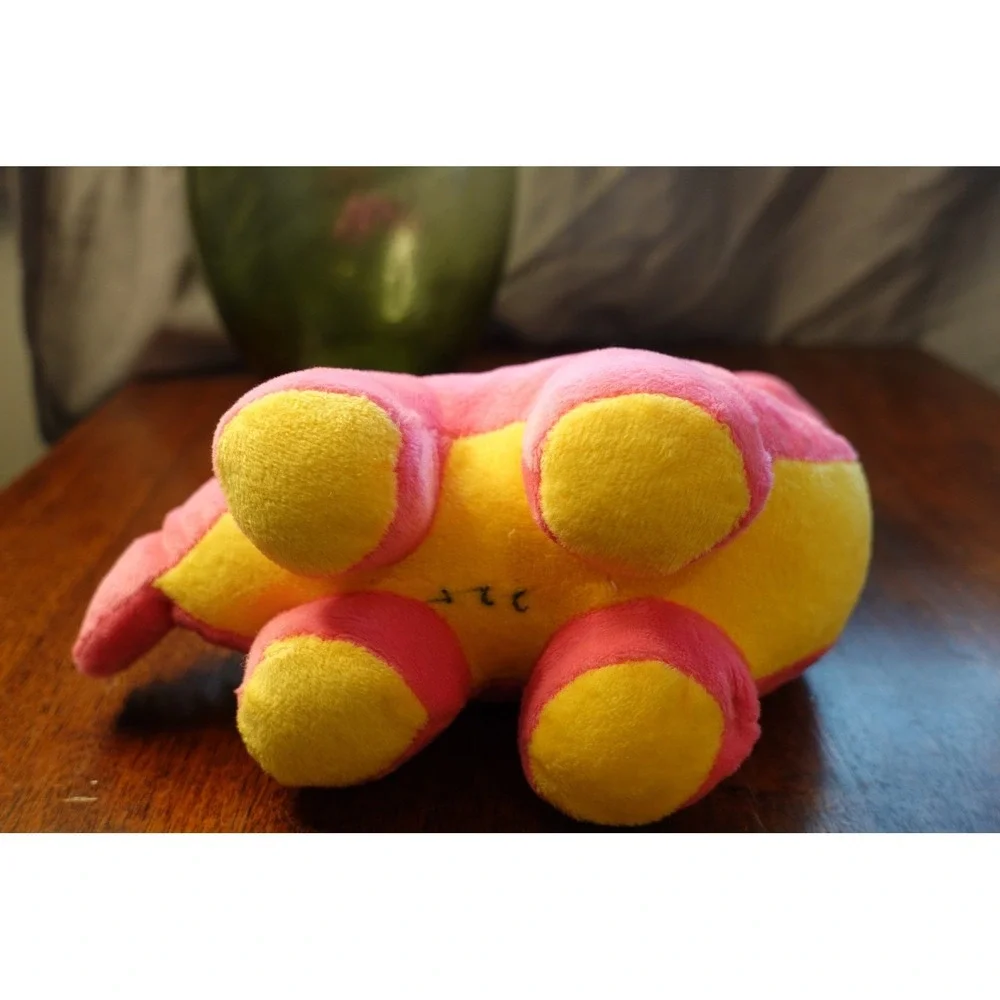 Pink Dinosaur Plush Stuffed Animal Toy with Green‎ Spikes and Yellow Belly NWT